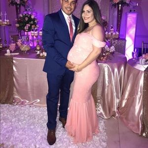 PEACH MATERNITY GOWN- CUSTOM MADE SIZE M